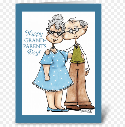 randparents day-cute elderly couple greeting card - funny poem for old people Clear Background PNG Isolation