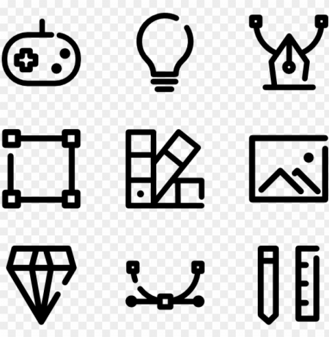 raphic design 20 icons - hand drawn icons PNG Isolated Object with Clarity