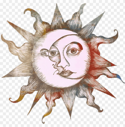 raphic free library tumblr sun sticker by - sun and moon drawings HighQuality Transparent PNG Isolation