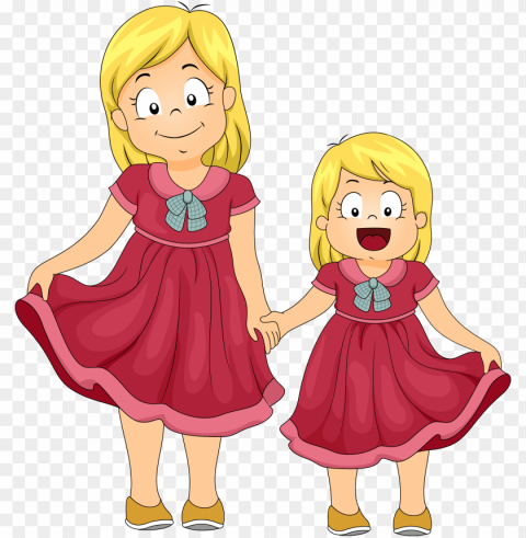 raphic freeuse download brother sister clipart - two sisters holding hands clipart Isolated Object on Transparent Background in PNG