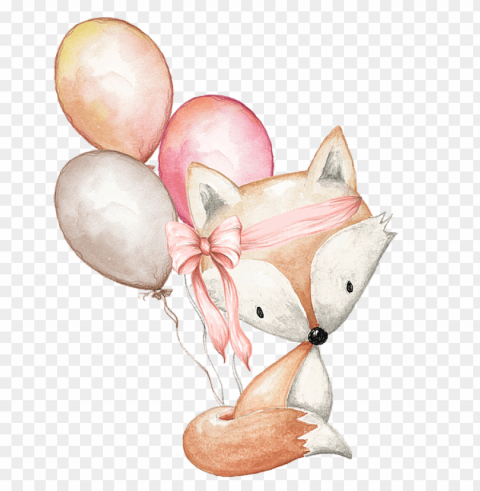 raphic library stock boho fox with balloons duvet - boho fox PNG graphics with alpha transparency bundle