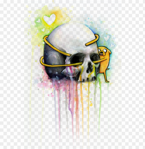 raphic transparent library adventure jake hugging - jake the dog and skull metal print PNG Graphic with Clear Background Isolation