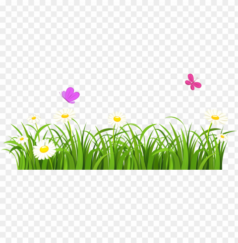 rass and butterflies clipart - grass and flowers clipart PNG images with alpha transparency selection