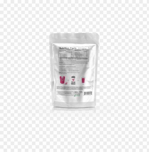 raw nutritional pure acai powder pouch back view with HighResolution Transparent PNG Isolated Graphic