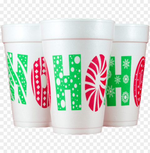 re-printed styrofoam cups new ho ho ho PNG Graphic with Clear Background Isolation