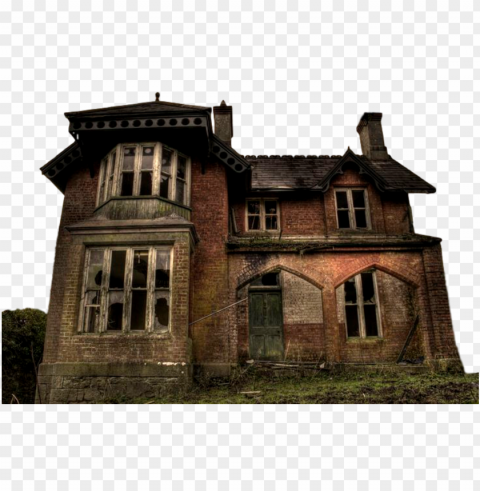 real abandoned haunted old house Clear Background PNG Isolated Design Element