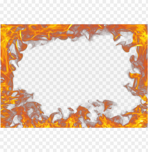Real Fire Outline Frame Border Effect Clear Background PNG Isolated Graphic