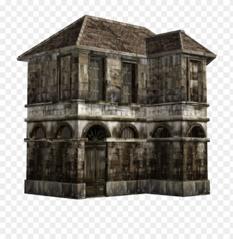 real old abandoned haunted house Clear Background PNG Isolated Subject