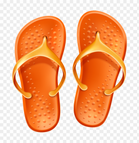 Realistic orange flip flops beach footwear slippers PNG transparent images for websites