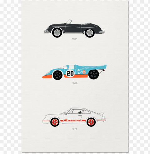 rear view prints the iconic porsche car print PNG isolated