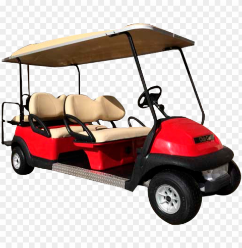 red and beige golf buggy cart limo 6 passengers ClearCut Background Isolated PNG Art