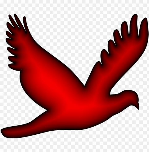 Red Birdflying Clear Background Isolated PNG Object