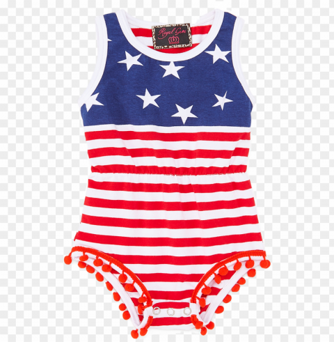 red & blue stars & stripes pom-pom romper - red Isolated Subject on HighResolution Transparent PNG