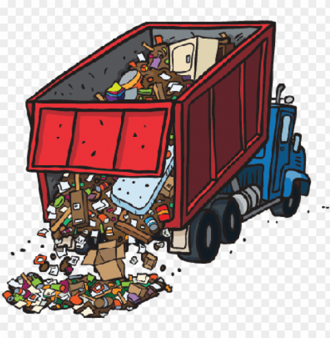 red clipart dump truck - garbage truck dumping clipart Transparent Background PNG Isolated Element