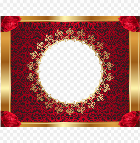 Red Gold Frame Isolated Design Element In Transparent PNG