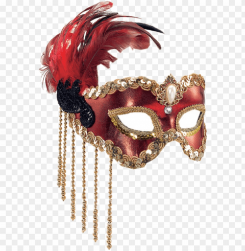 Red  Gold Satin Mask - Red Masquerade Mask PNG Images With Transparent Elements
