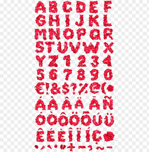 red rose petals font alphabet - petals font PNG artwork with transparency