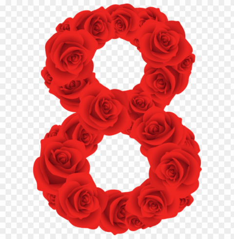 red roses eight number Transparent PNG Isolated Graphic Design