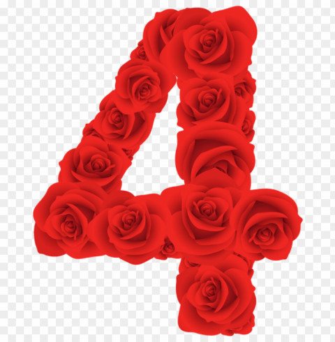 red roses four number Transparent PNG Isolated Graphic Element