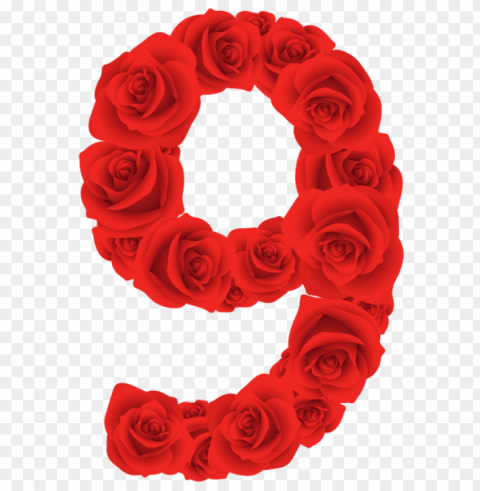 red roses nine number Transparent PNG Isolated Graphic with Clarity