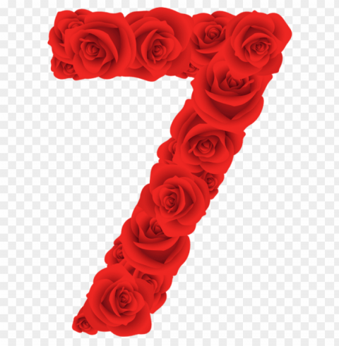 Red Roses Seven Number Transparent PNG Isolated Illustrative Element