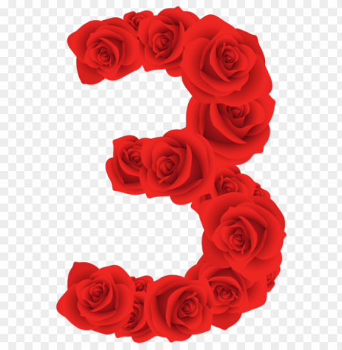 red roses three number Transparent PNG Isolated Item with Detail