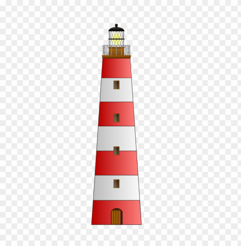 Red White Lighthouse PNG File With Alpha