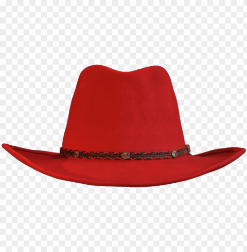 red wool felt cowboy hat - red cowboy hat front Isolated Element with Transparent PNG Background