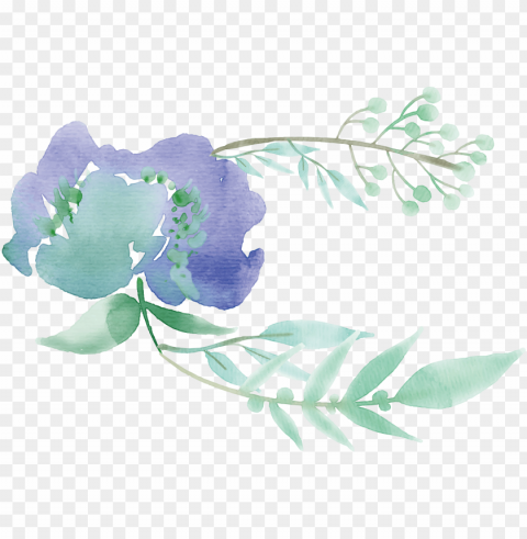 reen watercolor painting flower mentha spicata - green flower watercolor Free PNG file