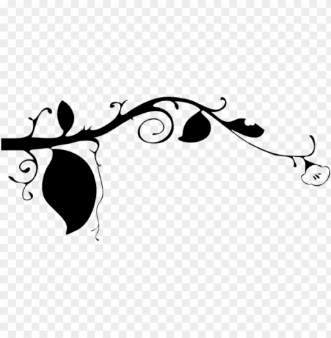 reen watercolor vines vine small flowers watercolor - leaves border black and white Transparent Background PNG Object Isolation