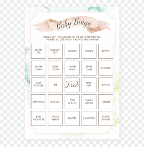 Refilled Baby Shower Bingo Cards With Watercolor Background - Number PNG Images With Transparent Layering