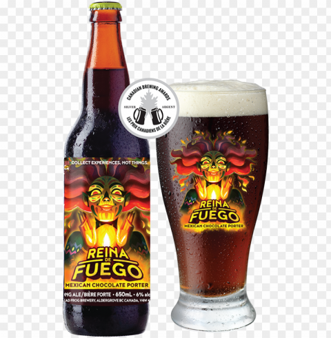 reina de fuego mexican chocolate porter - cerveja dead frog the obsidian dagger ipa noire - 355ml Clean Background PNG Isolated Art