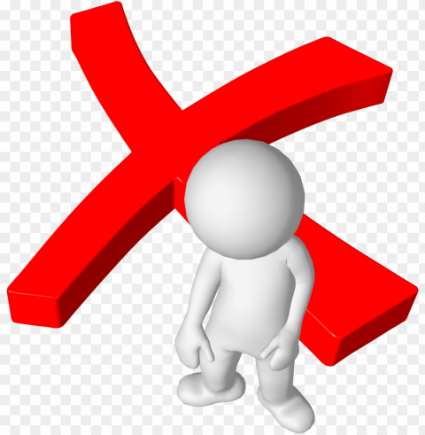 rejection in business - man with cross si Transparent PNG photos for projects