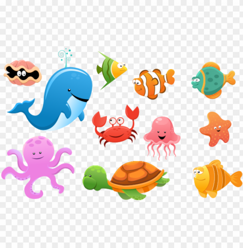 related wallpapers - sea animals cartoo Isolated Subject with Clear Transparent PNG