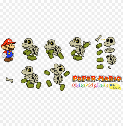 relude to the recolored paper tale - paper mario color splash dry bones Transparent PNG Isolated Graphic Element