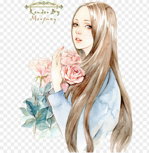 render by meefany - girl with flower art PNG Graphic with Isolated Transparency PNG transparent with Clear Background ID 66421200