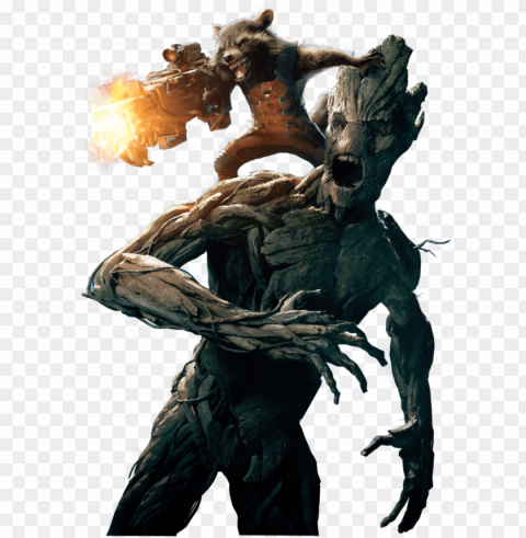 renders - guardians of the galaxy groot and rocket maxi poster HighResolution PNG Isolated on Transparent Background