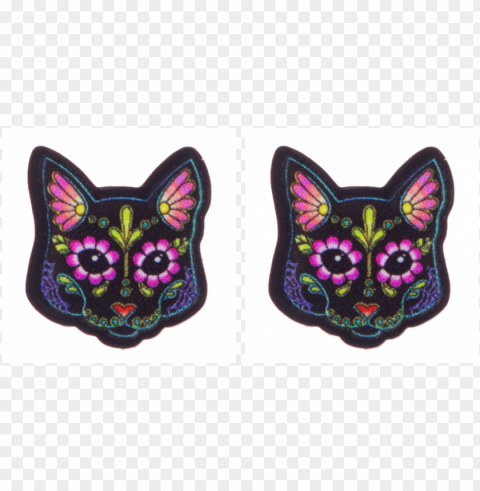 retty in ink day of the dead cat earrings black - day of the dead cats Transparent PNG Isolated Item with Detail
