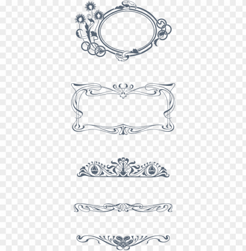 review all the organically-inspired art nouveau - art nouveau vector ornaments Isolated Artwork with Clear Background in PNG