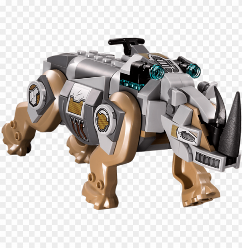 rhino face-off by the mine - mecha rhino Isolated Element with Clear Background PNG