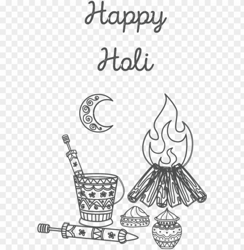 rice - 15 - - happy holi cartoon black and white Isolated Item on Clear Transparent PNG