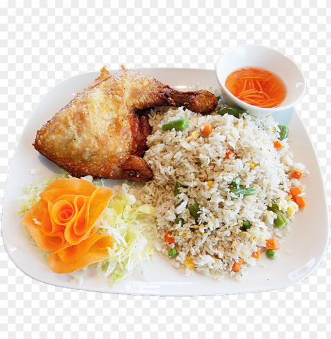 rice with chicken - fried rice plate and chicke Transparent PNG images with high resolution PNG transparent with Clear Background ID 910cef30