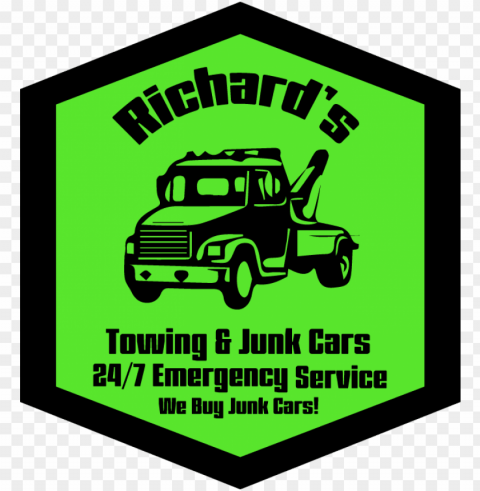 richard's towing & junk cars - tow truck clip art Isolated Object with Transparency in PNG
