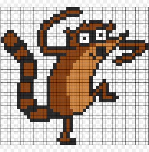 rigby perler bead pattern bead sprite - minecraft pixel art rigby PNG for educational use