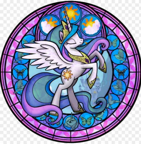 rincess celestia stained glass my little pony alicorn - mlp princess celestia stained glass Clear Background PNG Isolation