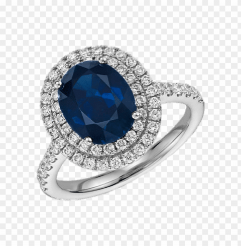 ring embedded with oval sapphire PNG Image Isolated with Clear Background