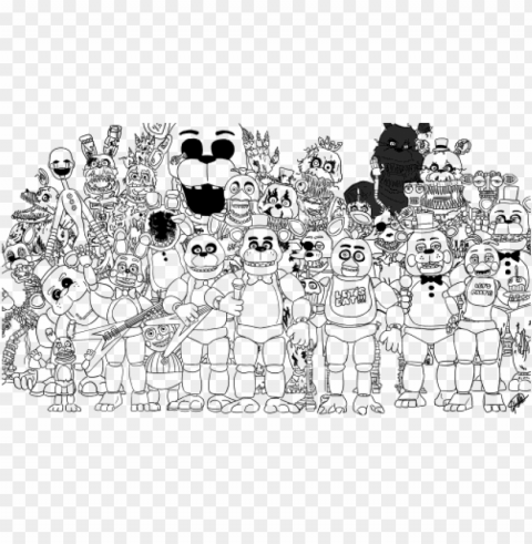 rint family five nights at freddys fnaf 2 coloring - sister location coloring pages fnaf Clean Background Isolated PNG Illustration