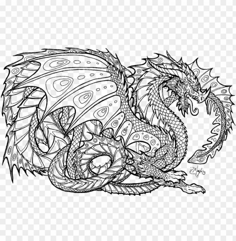 rintable 17 fire dragon coloring pages - realistic dragon coloring page Isolated Element on HighQuality Transparent PNG