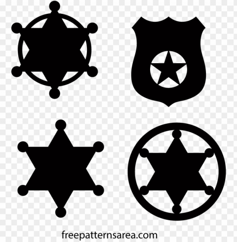 rintable sheriff star badge templates set - bullet and numbering ico Isolated Design in Transparent Background PNG