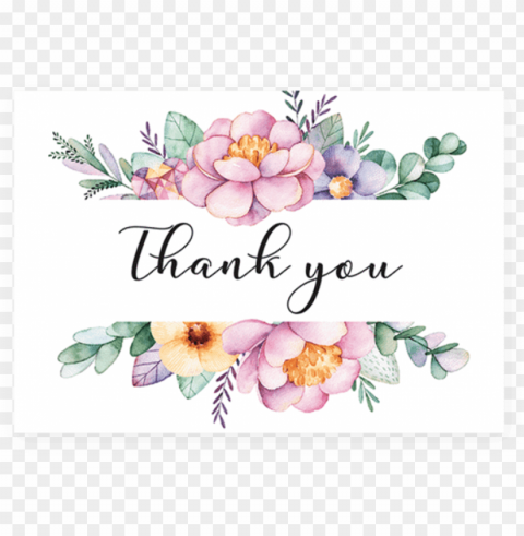 rintable thank you card with pink flowers by littlesizzle - watercolor flower border Clear Background PNG Isolated Graphic